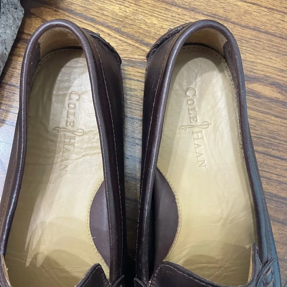 Cole Hann shoes Men's Grant Canoe Penny Loafer driver T Moro Dark Brown sz 10.5
